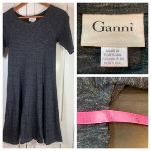 Ganni Anthropologie Winter‎ Jersey Knit Dress Womens Small Gray Dark Academia
